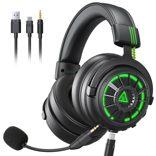 EKSA StarEngine Pro Wired Gaming Headset 7.1 Surround PC Headphones Gamer With ENC Mic USB/Type C/3.5mm for PS4 PS5 Xbox