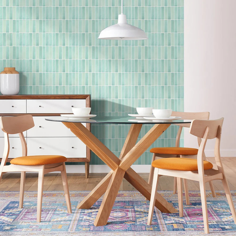 10pcs 3D Tile Stickers, Self-adhesive Green Tile Backsplashes for Kitchen, Bathroom Walls, Water and Mold Resistant, Matt, 30x30cm