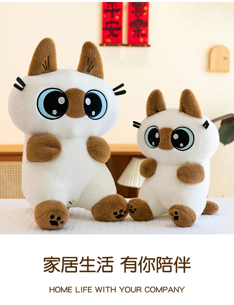 Kawaii Siamese Cat Plush Stuffed Doll Toy