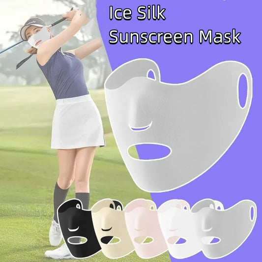 Ice Silk Sunscreen Mask Summer Anti-UV Protection Cycling Face Cover Women Breathable Outdoor Sport Sun Windproof Reusable Masks