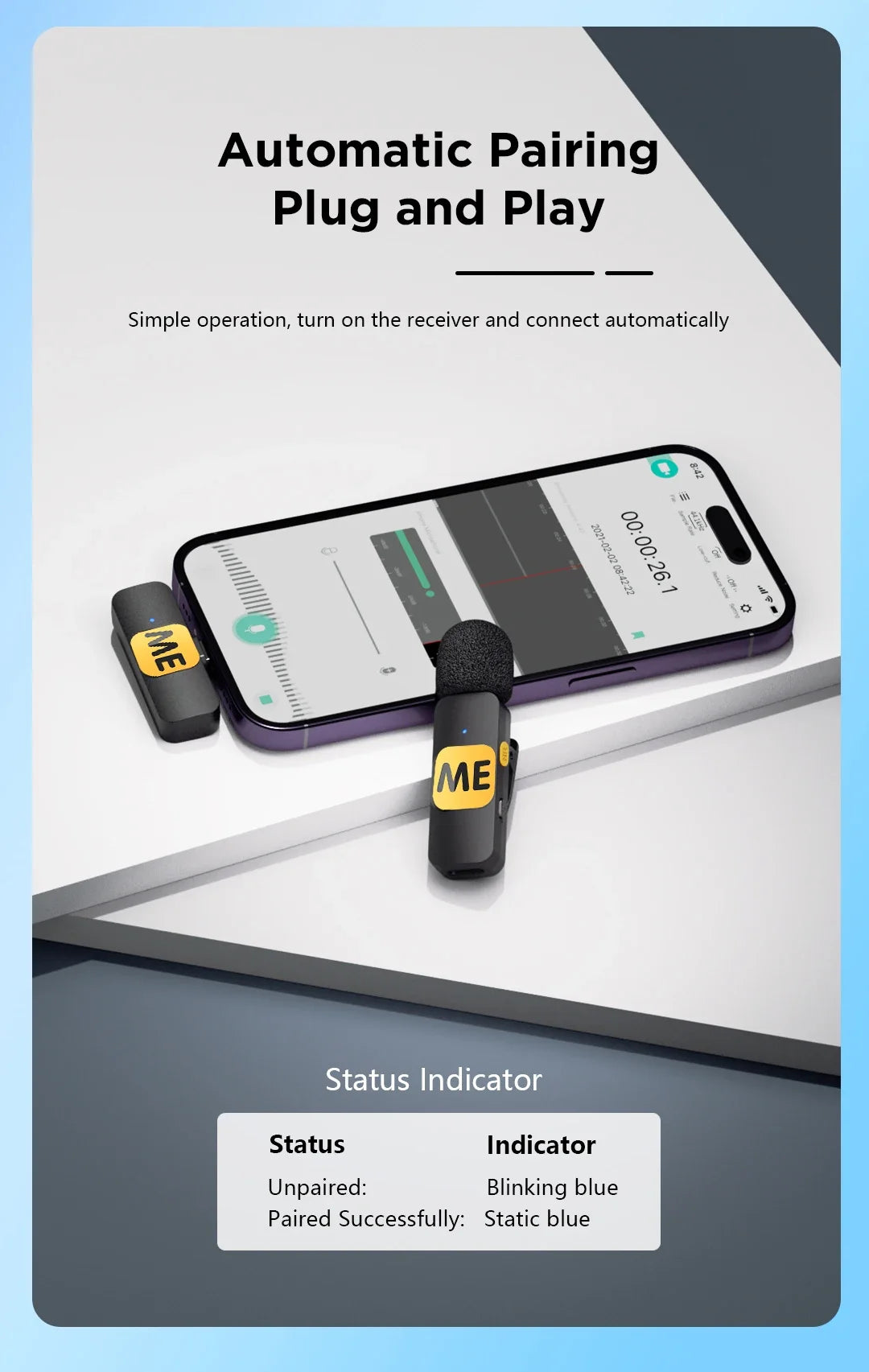 MIC-S Wireless Lavalier Lapel Microphone for iPhone iPad Android PC Laptop Computer Gaming Live Streaming Youtube Recording