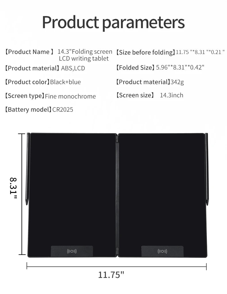 14.3-inch Folding Screen  LCD Superfine Handwriting Writing Board Meeting megnetic to Eras Drawings Tablet Split screen