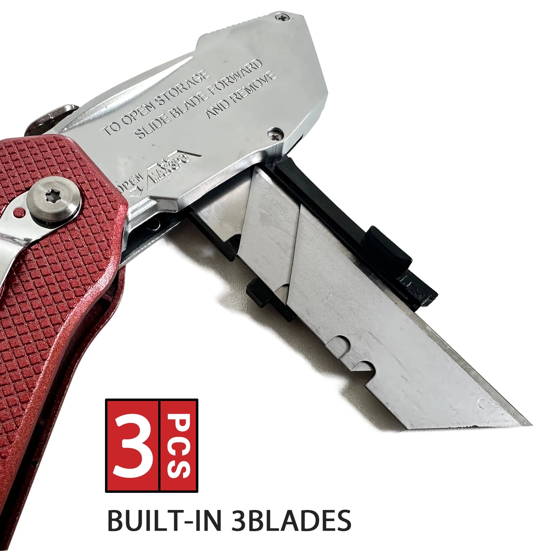 Folding Utility Knife Quick Change Box Cutter Blades, Extra 5 Blades Included, Box Knife for Cartons, Cardboard and Boxes