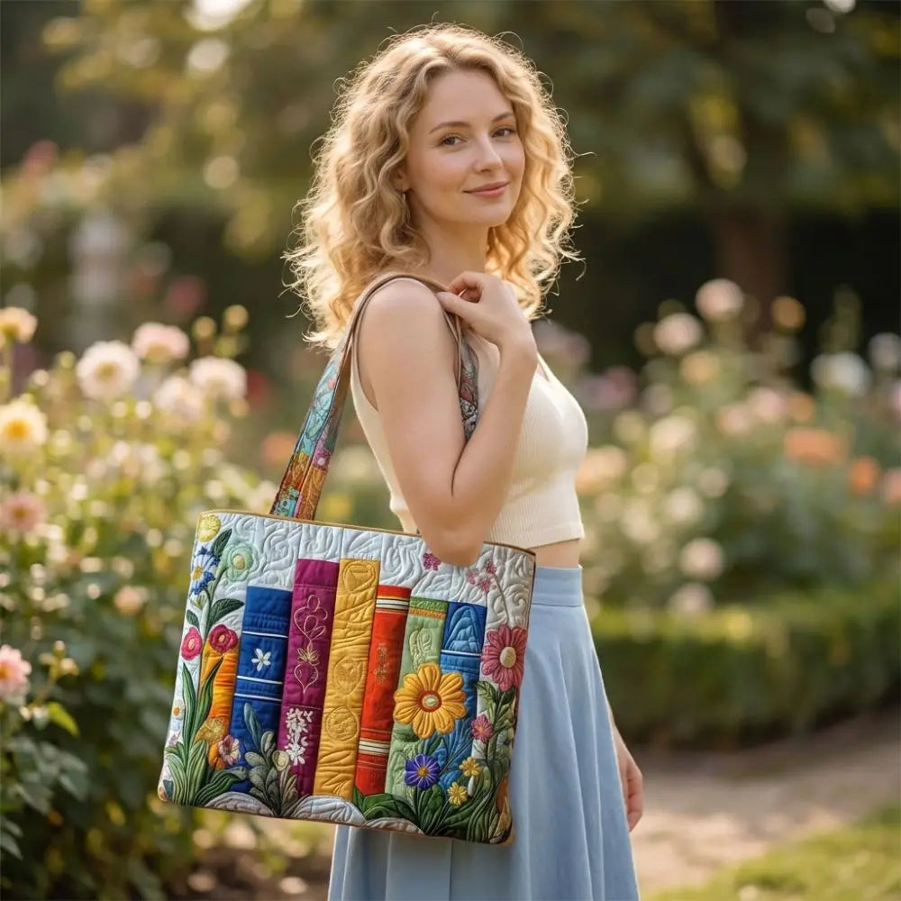 Vintage Quilted Canvas Tote Bag Large Capacity 3D Printed Shopping Handbag