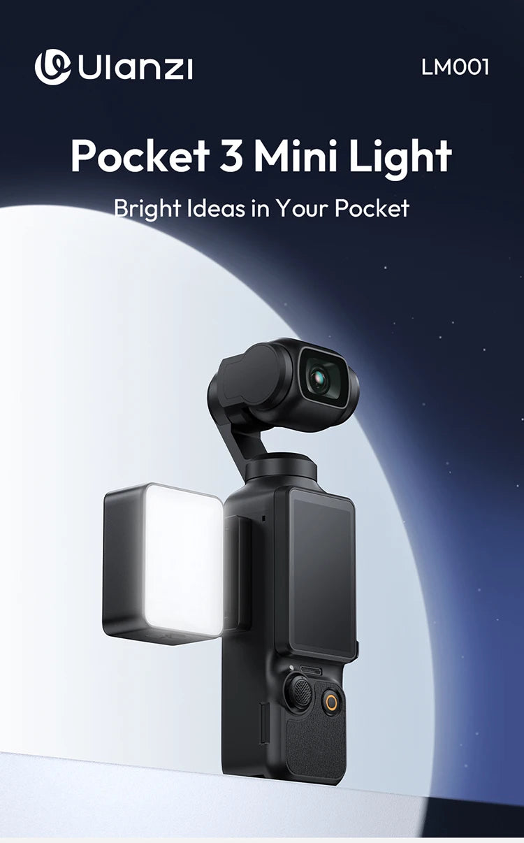 Magnetic Mini LED Video Light for DJI Osmo Pocket 3 – Waterproof Vlogging & Live Streaming Light, 500mAh Rechargeable