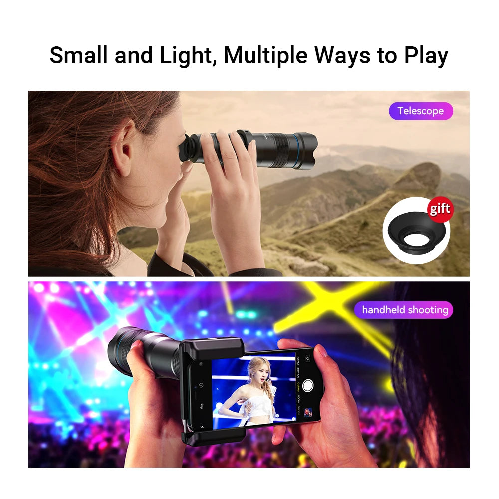36X Smartphone Telephoto Monocular Lens with Universal Clip