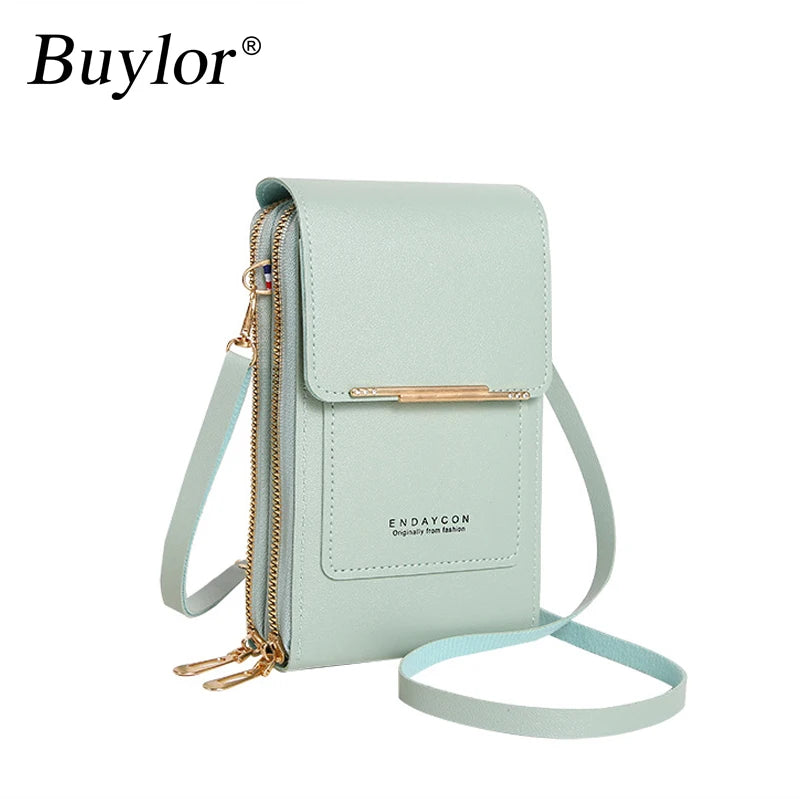 Touch Screen Cell Phone Purse Shoulder Bag Handbag Female Cheap Small Wallet Soft Leather Crossbody