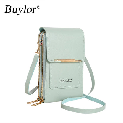 Touch Screen Cell Phone Purse Shoulder Bag Handbag Female Cheap Small Wallet Soft Leather Crossbody