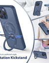 Magnetic Stand Case for iPhone 15 Pro Max Case 360° Adjustable Kickstand Metal Ring Matte Cover Shockproof Magsafe Phone Case