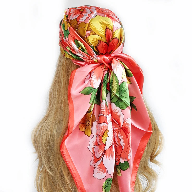 Retro Women Silk Scarf Bandanna Fashion Bohemian Pattern Square Hijab Lady Wrap Headband foulard muffler