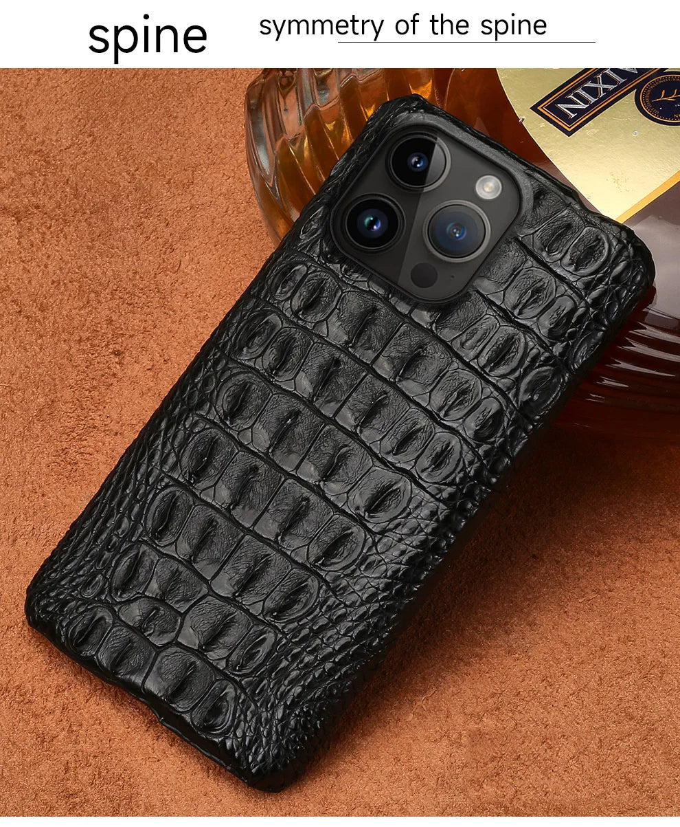 100% Genuine Crocodile Leather Phone Case For iPhone 16 15 14 Pro Max 15Pro 16 Plus Luxury Shockproof Back Cover