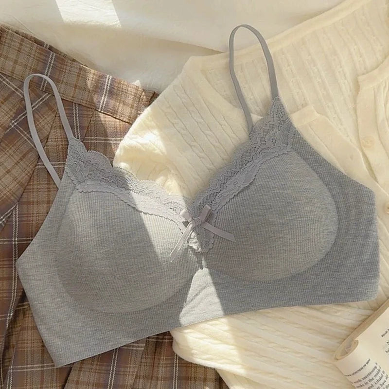 Womens Lace Wireless Push Up Bra