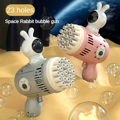 Children's 23-hole Space Rabbit Handheld Bubble Gun Toy Outdoor Toys (excluding Bubble Liquid And Batteries)