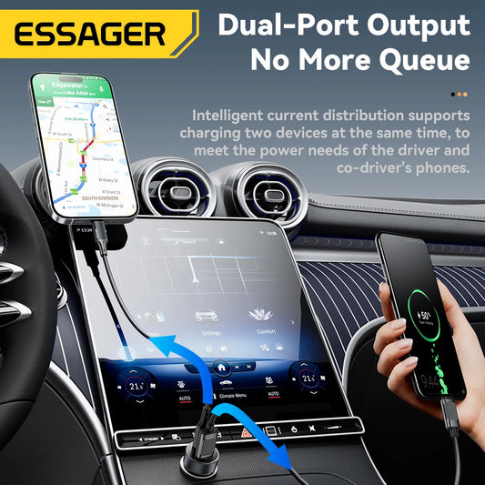 30W Mini USB C Car Charger PD 3.0 QC 3.0 Fast Charging Dual Port Compact Adapter
