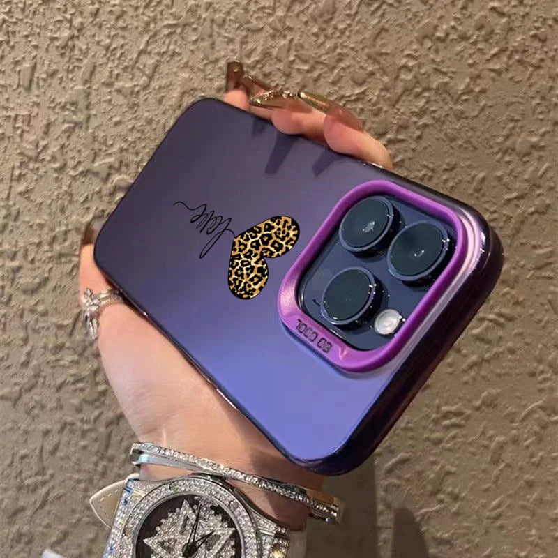 Leopard Love Balloon Pattern Silver Phone Case for iPhone 17 16 Case iPhone 14 15 Pro Max 16E Air Cover