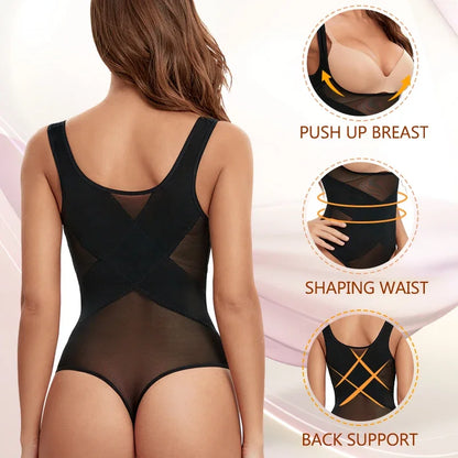 Womens Shapewear Bodysuit Thong Tummy Control Butt Lifter Body Shaper Seamless Waist Trainer Corset X-shaped Stomach Girdles