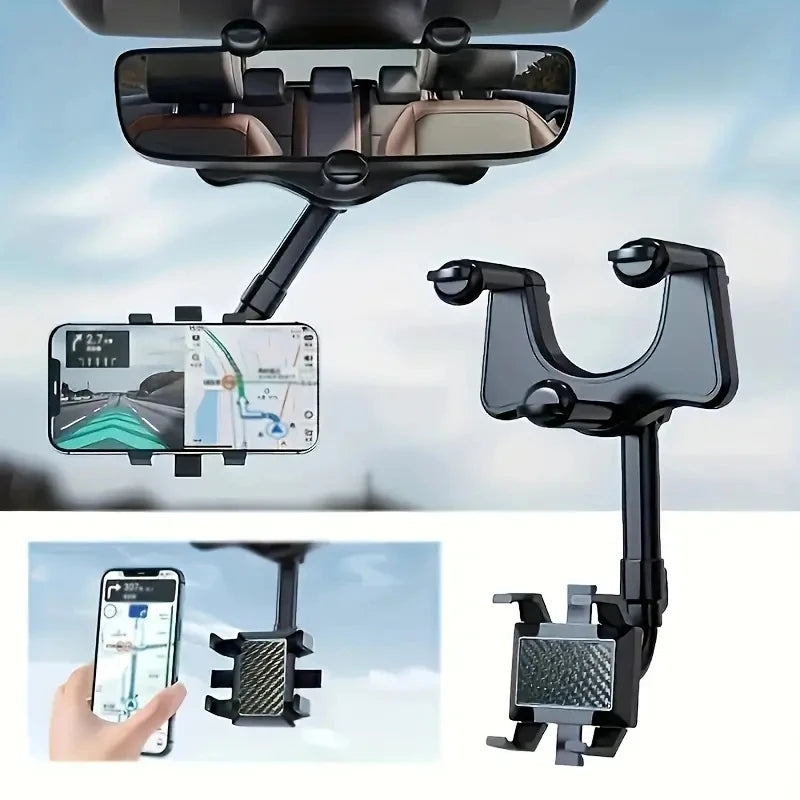 360 Car Phone Holder Rearview Mirror Mount Car Bracket Navigation Stand Foldable Adjustment Mobile Cell Phone Support in Car