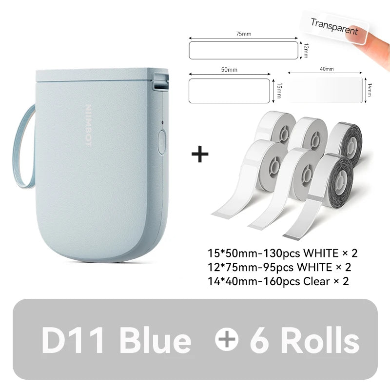 D11 Mini Label Printer 300DPI, Bluetooth Wireless Inkless Sticker Maker, Portable Label Machine for Name Tags, Kitchen & Home