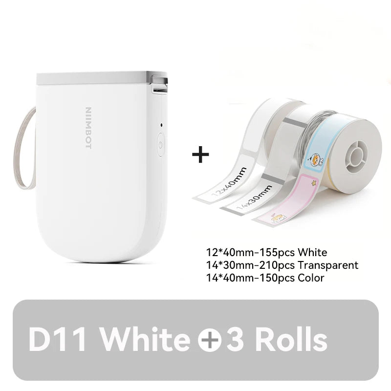 D11 Mini Thermal Label Printer 300DPI, Bluetooth Wireless Inkless Sticker Maker, Portable Label Printer for Android & iOS