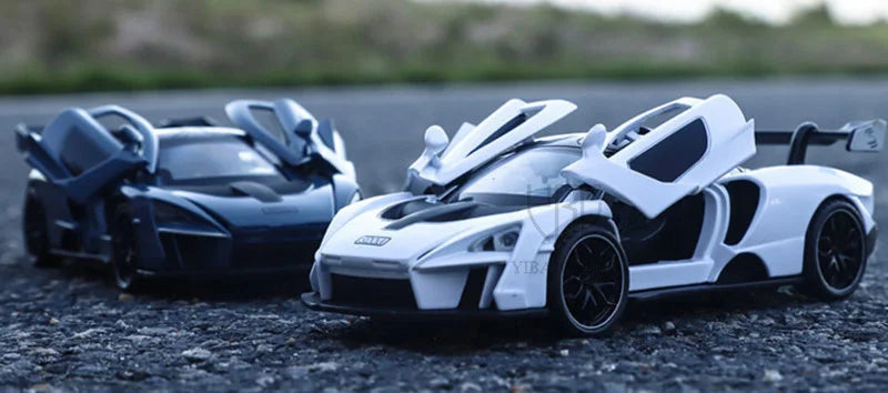 1/32 Diecasting Alloy Senna Sports Car Models Toys Simulation Vehicles with Sound Light Pull Back Supercar Toys