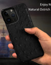 100% Natural Ostrich Leather Phone Case for iPhone 16 15 14 Pro Max 14Pro 16 Plus 15Pro 16Pro luxury Back Cover