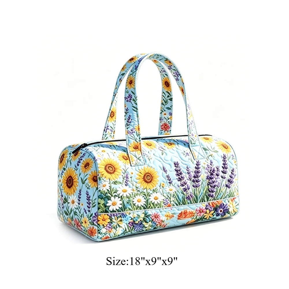 Cute Dachshund Dog Print Quilted Duffel Bag Rainbow Striped Pet Lover Travel Lightweight Polyester Weekender Bag for Women Girls