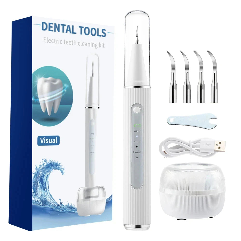 Ultrasonic Dental Calculus Remover Electric Dental Tooth Stone Remover LED Teeth Plaque Scaler Tartar Eliminator Stains Cleaner