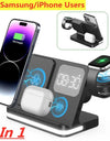 Wireless Charger Stand For iPhone 15 14 Samsung S23 S22 Ultra Fold Z Flip Galaxy Watch Active Buds Fast Charging Station Holder