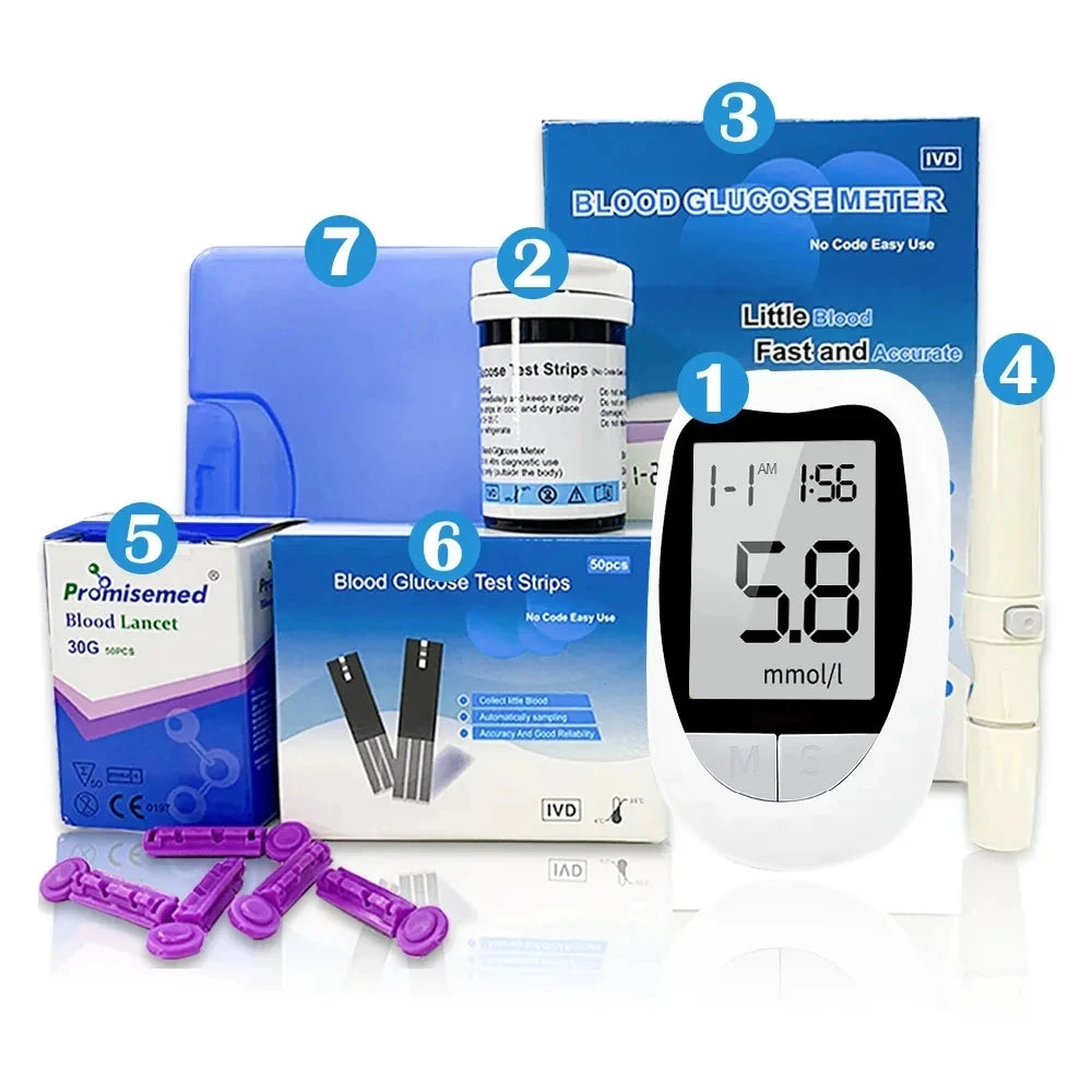 Blood Glucose Meter Glucometer Kit Code Free Diabetes Test 50/100pcs Strips With Lancets Medical Blood Sugar Mg/mmol