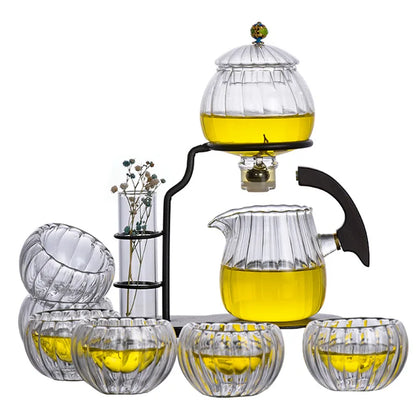 Lantern Model Glass Teapot Modern Decoration Kung Fu Teapot Drinkware Transparent Glass Tea Set 6 Cups For Drink