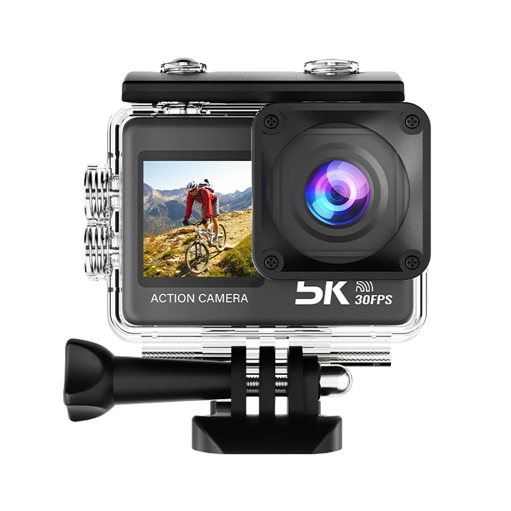 5K 4K60FPS Action Camera 50MP Dual Screen Touch Display WiFi EIS Waterproof Sports Camera with Wireless Microphone Support