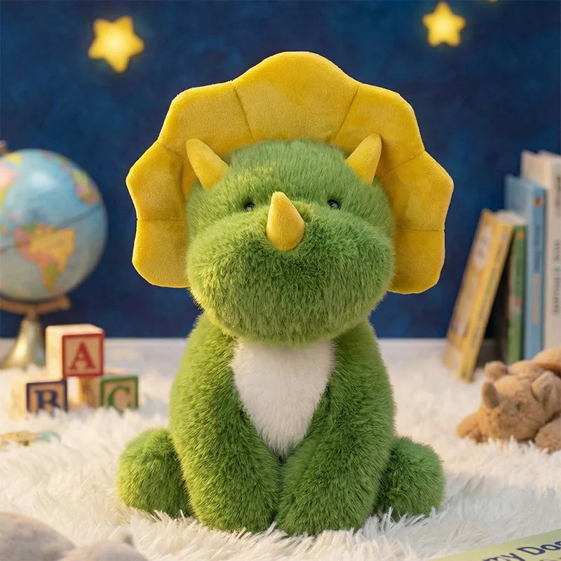 Green Triceratops Dinosaur Plush Stuffed Animal Pillow