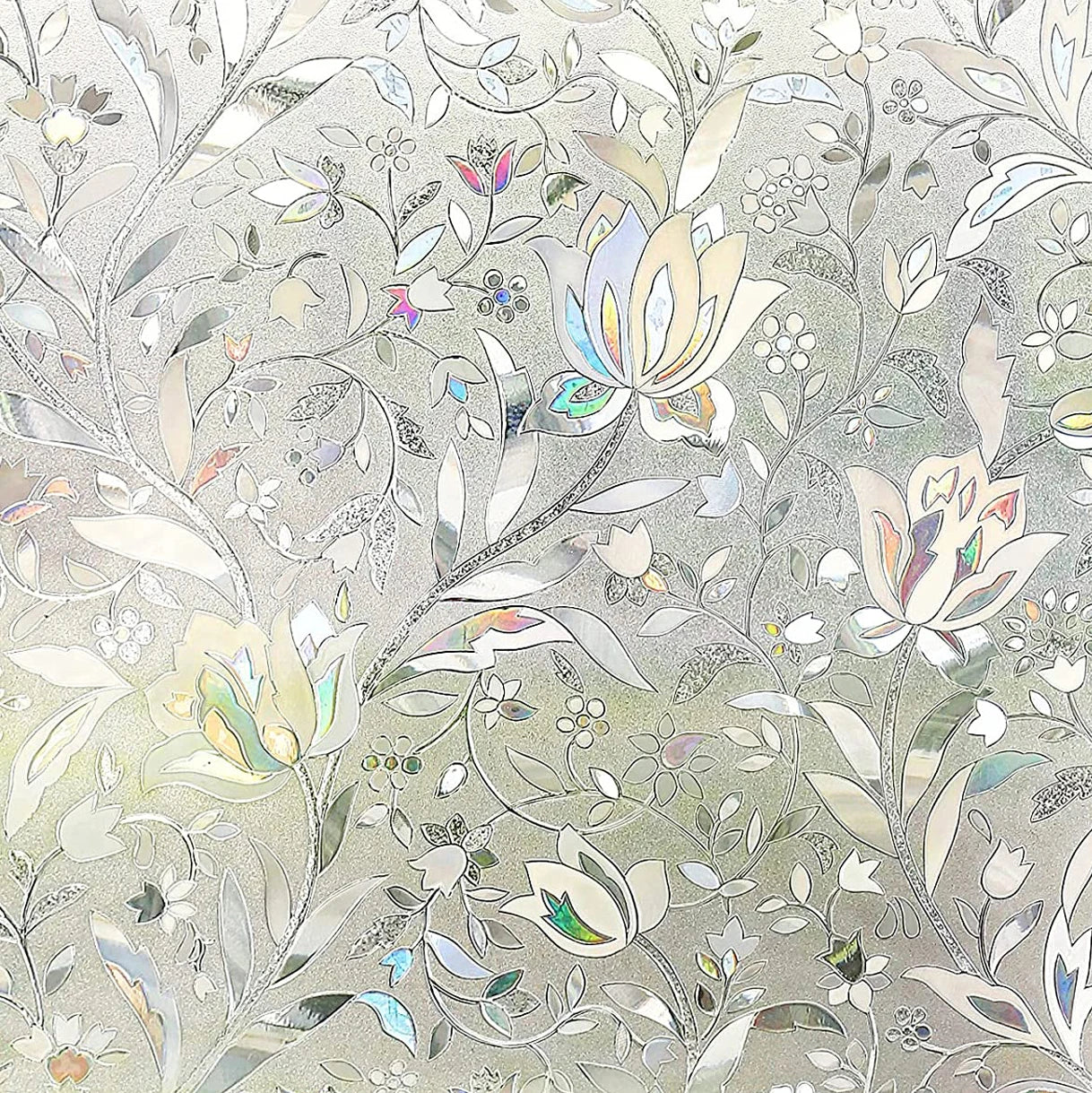 Window Privacy Film Rainbow Window Clings 3D Decorative Vinyl Stained Glass Window Decal Static Cling Sticker Non-Adhesive