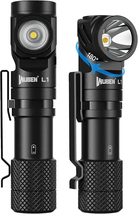 2000 Lumen Rechargeable Swivel Head Dual Beam LED Flashlight With Magnetic Tail