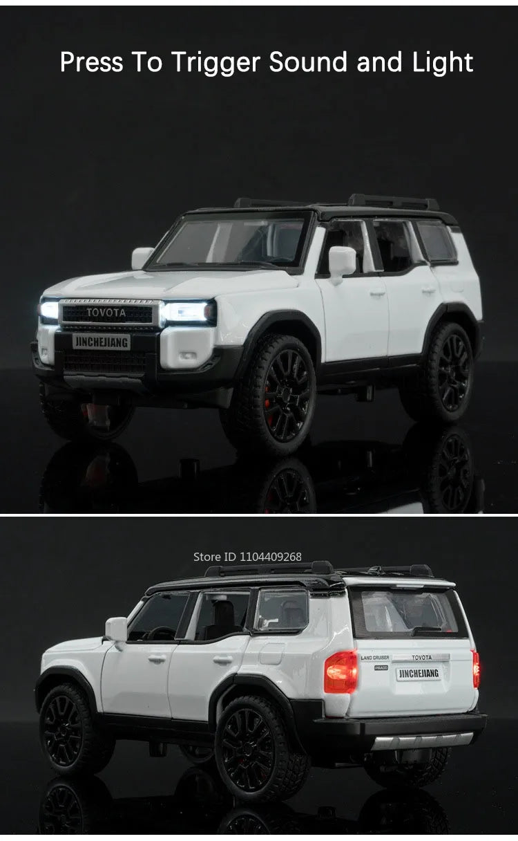 Scale 1:32 Prado Alphard Toy Car Model Alloy Diecast Doors Opened Light Sound Off-road Miniature SUV Hobby Ornaments Gifts