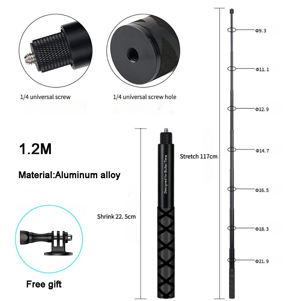 Invisible Selfie Stick and Bullet Time Handle Bundle for Insta360 X5 X4 X3 GO 3S Ace Pro
