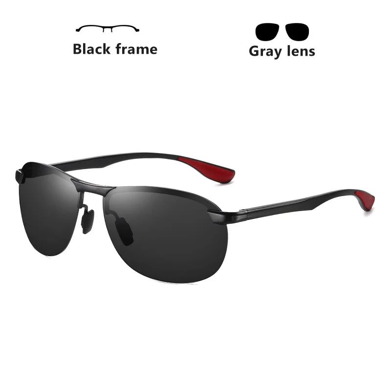 Rimless Photochromic Polarized UV400 Aluminum Driving Sunglasses for Men Women