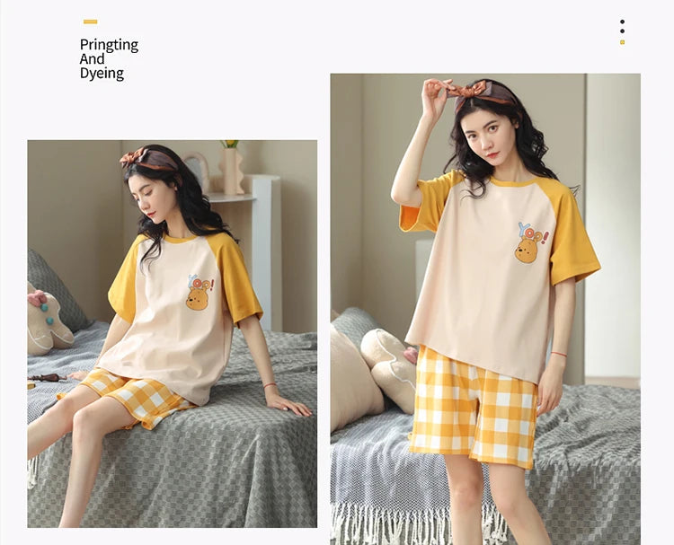 Women’s Winter Corduroy Cotton Pajama Set – Cute, Comfortable, Loose Long Sleeve Loungewear