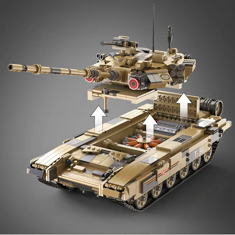 1722 Piece Bricks Remote Control T90 Tank Set Technical Model Building Blocks s RC Toy Boy Birthday Gift