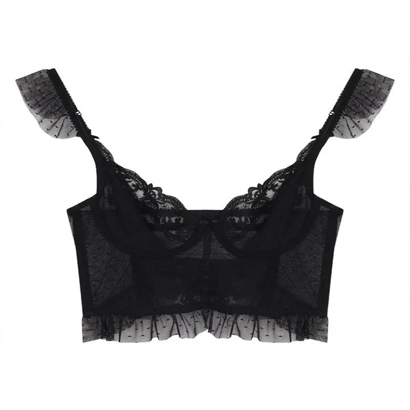Womens French Lace Unlined Underwire Bra and Brief Set