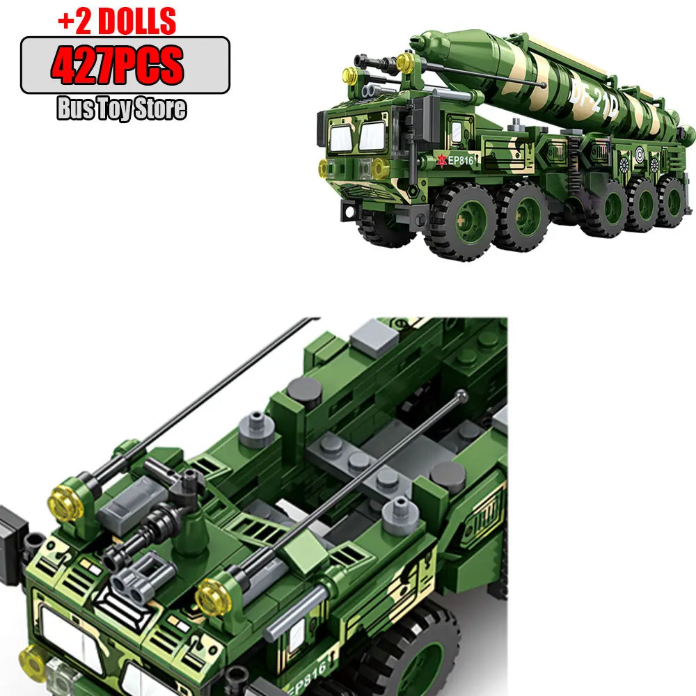 WW2 Military Dongfeng 21 Missile Transportation Car Model Weapons Series Military Leopard II 99A Tank World War II DIY Toys Gift