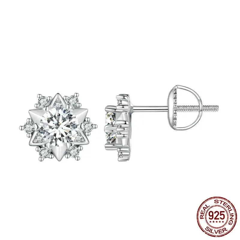 1.0 Ct Diamond Moissanite Wedding Stud Earrings For Women 925 Silver Sterling Snowflake Earring