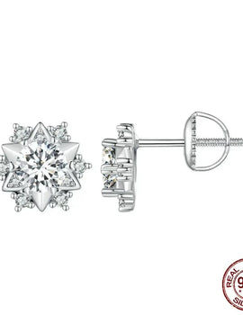 1.0 Ct Diamond Moissanite Wedding Stud Earrings For Women 925 Silver Sterling Snowflake Earring