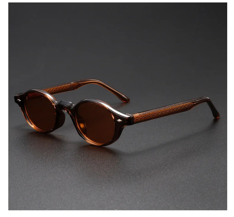 Vintage Oval Acetate Sunglasses With UV400 Protection