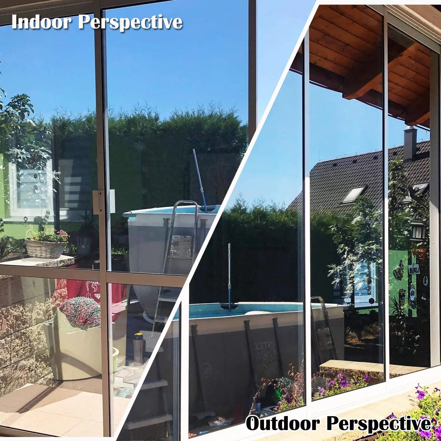 One Way Window Film, Mirror Effect Tint Glass Covering for Home Office,Reflective Heat Control Anti UV Glass Door Sticker