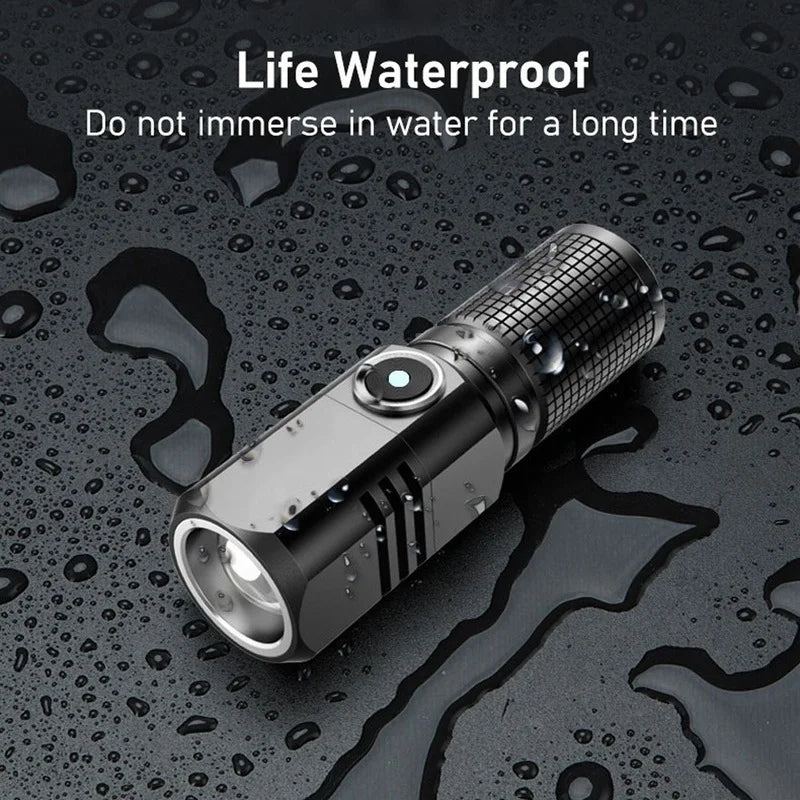 Mini XHP50 LED Flashlight Rechargeable USB Zoom Torch Super Bright Portable Camping Light