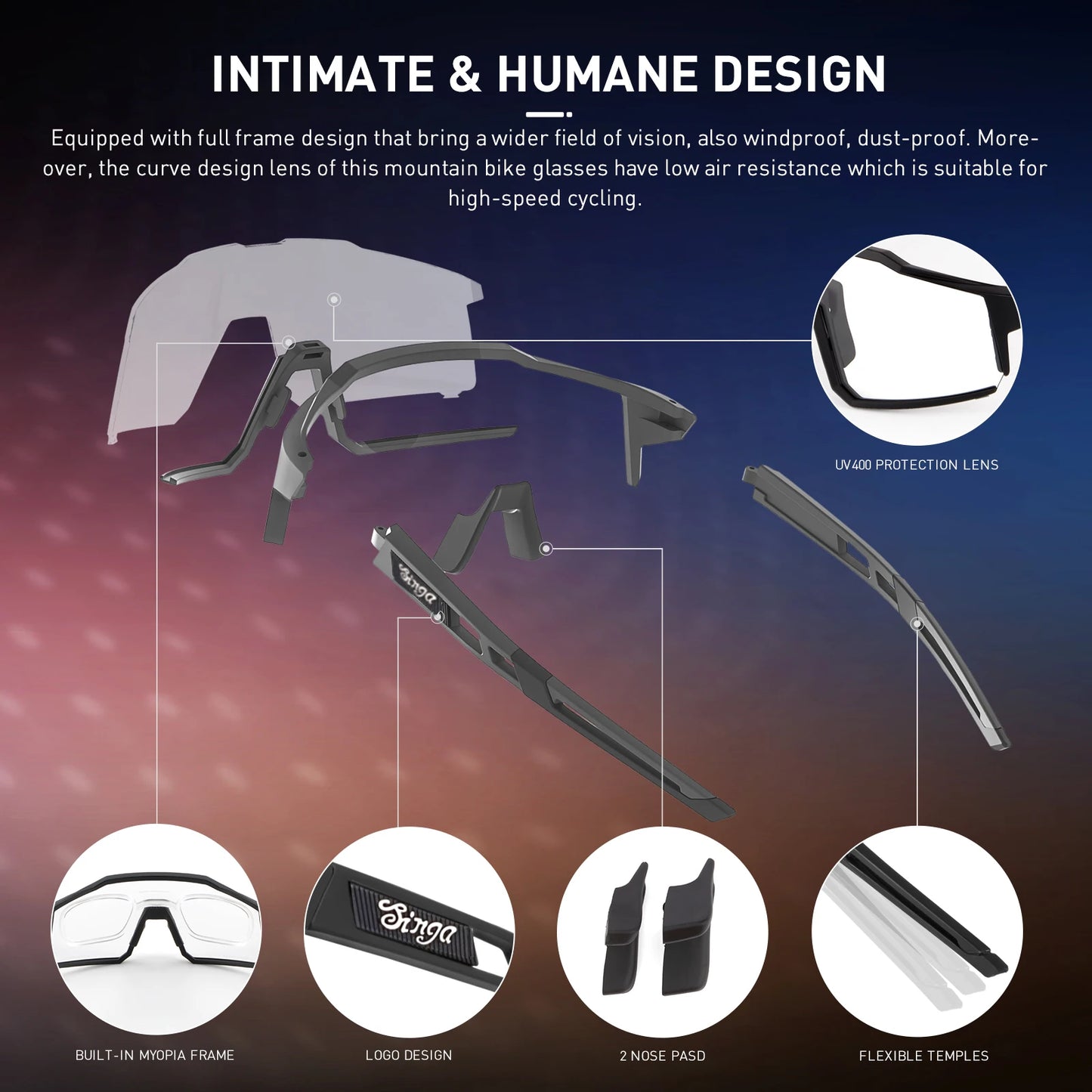Photochromic Sports Bicycle Sunglasses UV400 Cycling Eyewear