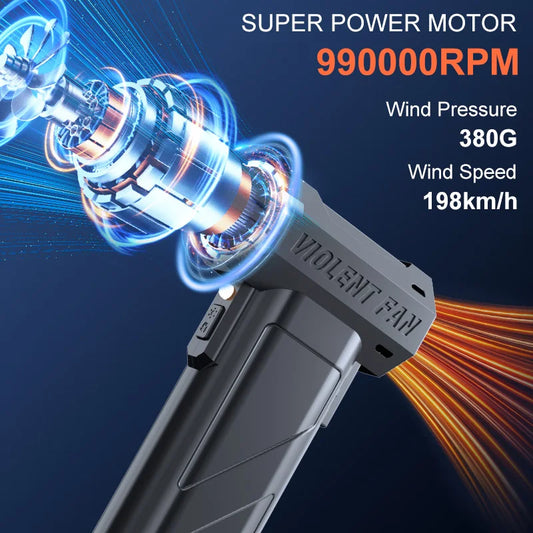990000 RPM Turbo Jet Air Blower Cordless Electric Air Duster With LED Light