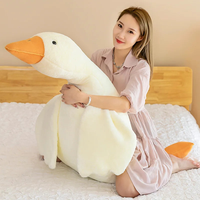 50-160cm Goose Stuffed Plush Cute Fluffy White Goose Plush Toy Kawaii Duck Sleep Pillow Cushion Soft Stuffed Animal Doll Gift