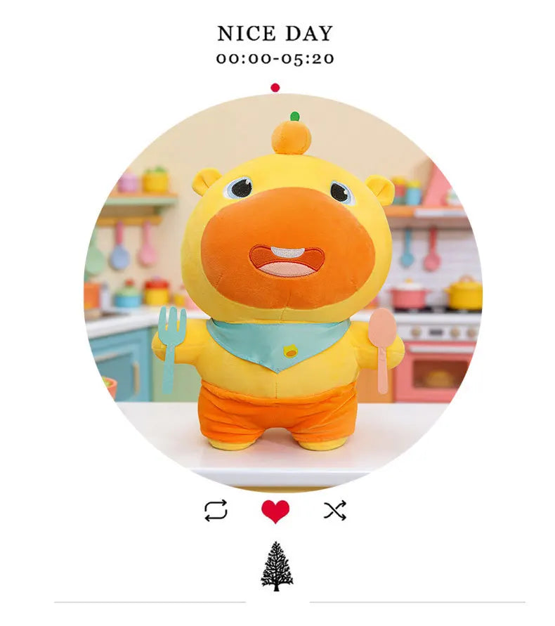 Capybara Lulu Plush Toy With Fork Spoon Soft Stuffed Animal
